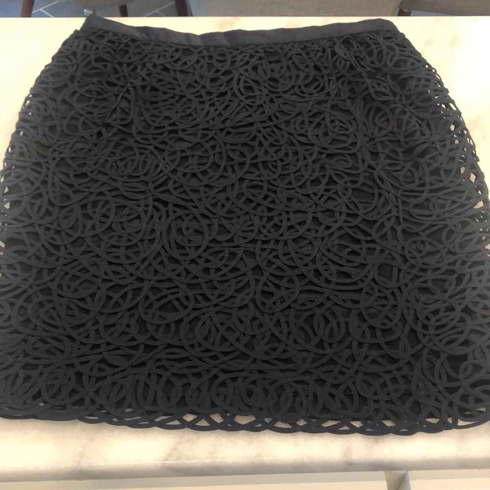 Auth navy chanel silk skirt